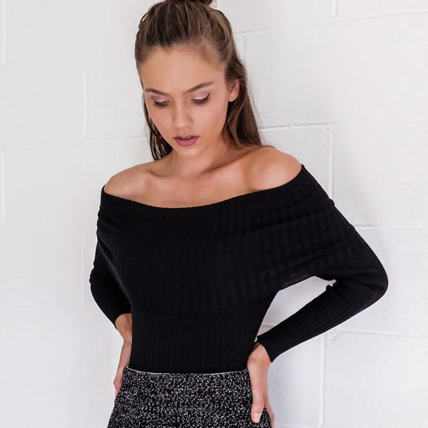 Off Shoulder Knitted Sweater