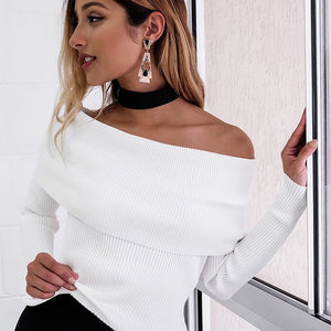 Off Shoulder Knitted Sweater