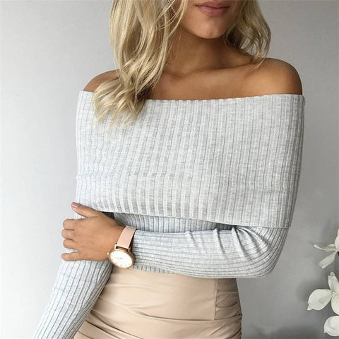 Off Shoulder Knitted Sweater