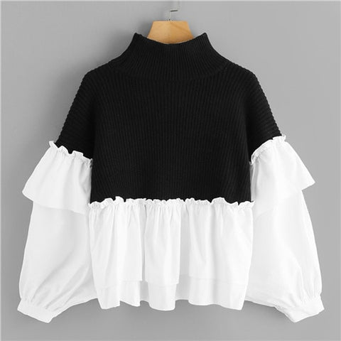 Black and White Ruffle Sweater