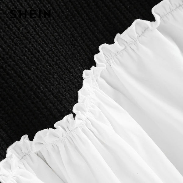 Black and White Ruffle Sweater
