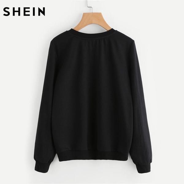 Cartoon Cat Print Long Sleeve Sweatshirt