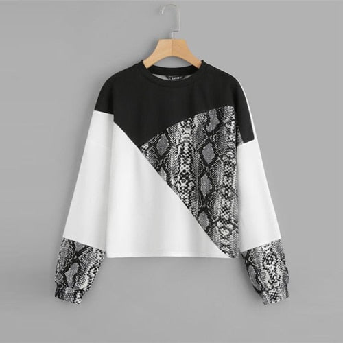 Color Block Snake Skin Sweatshirt