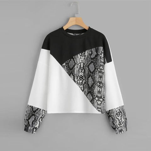Color Block Snake Skin Sweatshirt
