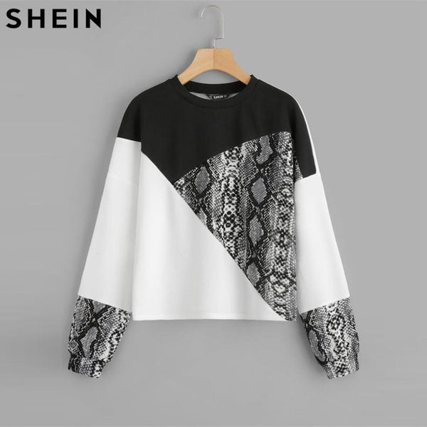 Color Block Snake Skin Sweatshirt