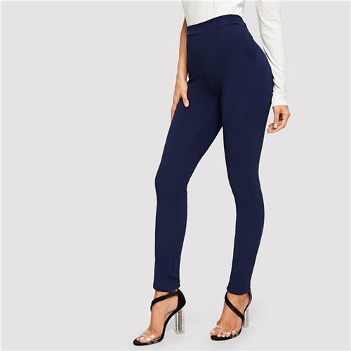 Mid Waist Skinny Pencil Pants