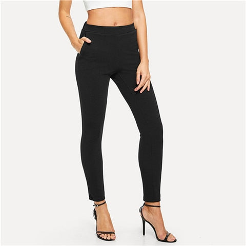 Mid Waist Skinny Pencil Pants