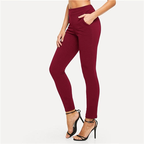 Mid Waist Skinny Pencil Pants