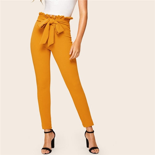 Paperbag High Waist Skinny Pants
