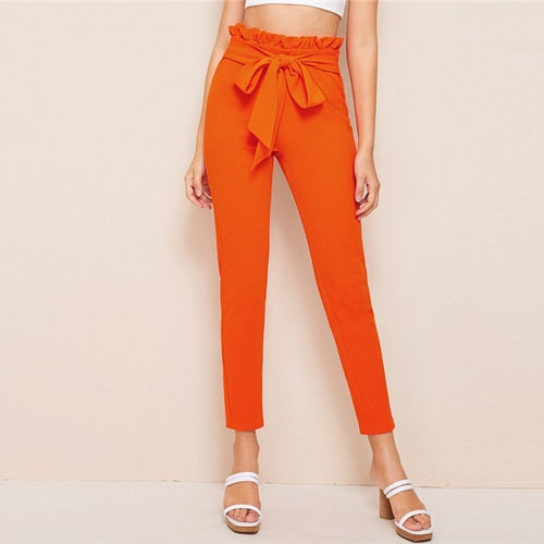 Paperbag High Waist Skinny Pants