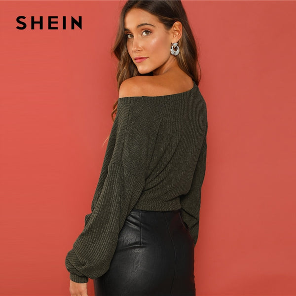 Green Rib Knit Sweater