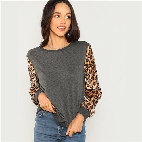 Leopard Colorblock Sweatshirt