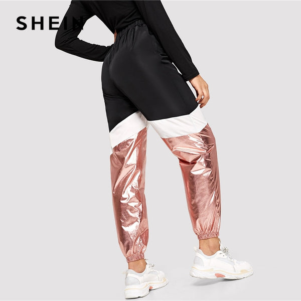 Metallic Panel Colorblock Sweatpants