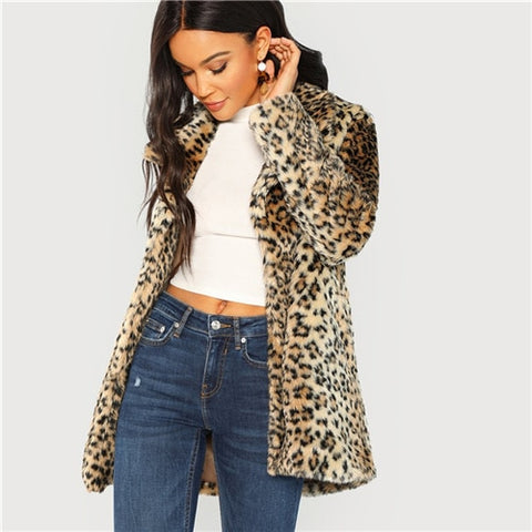 Leopard Print Fuzzy Coat