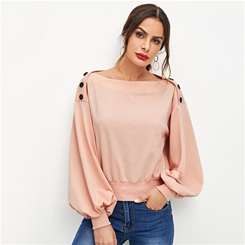Pink Lantern Sleeve Sweater