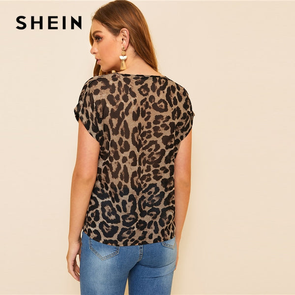 Round Neck Leopard Blouse