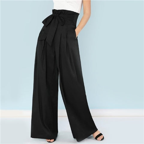 Belted Box Pleated Palazzo Pants