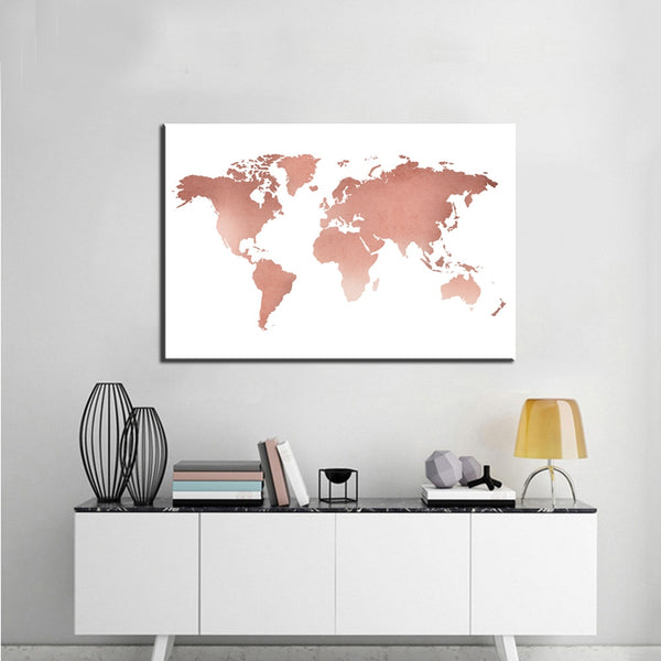 Watercolor World Map Wall Art Canvas