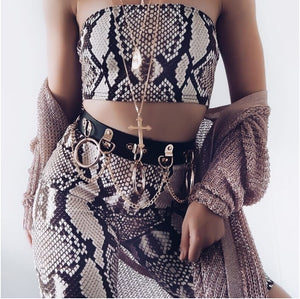 Snakeskin Tube Top and Shorts Bodycon Set