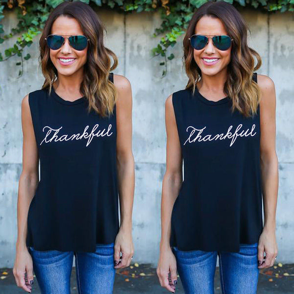 "Thankful" Loose Sleeveless T-Shirt