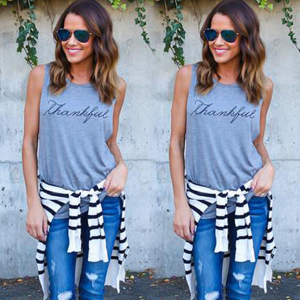 "Thankful" Loose Sleeveless T-Shirt