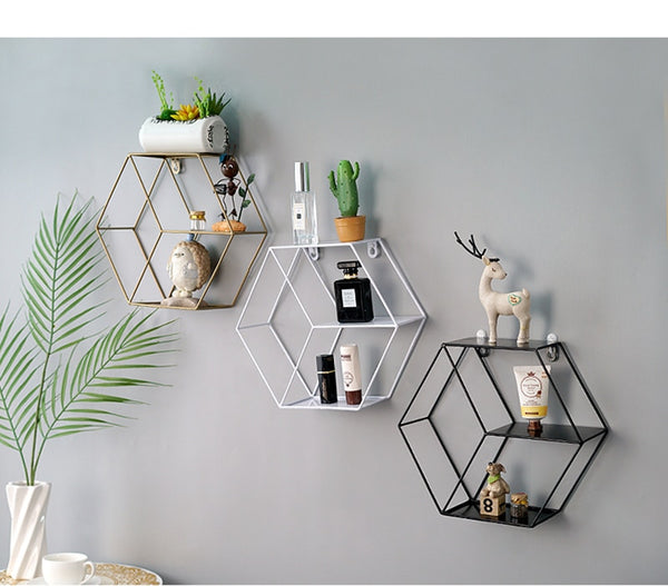 Geometric Metal Decorative Shelf