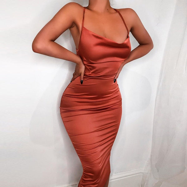 Satin Lace Up Party Dress
