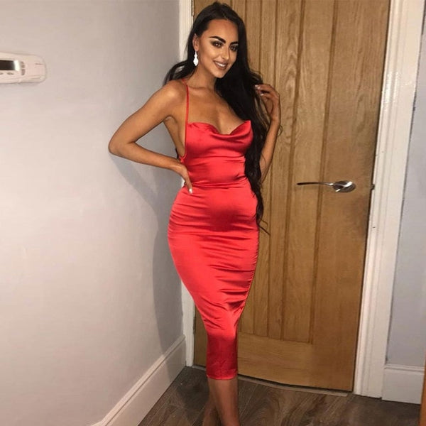 Satin Lace Up Party Dress