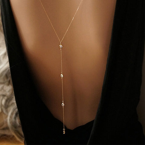 Drop Crystal Pendant Back Chain