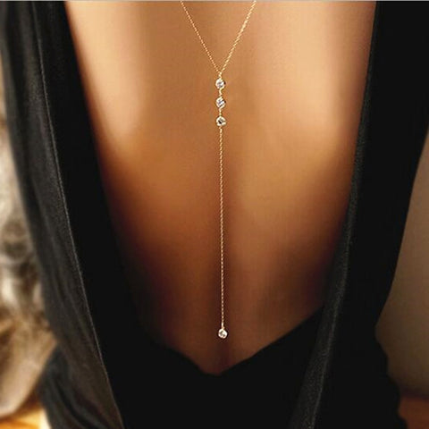 Crystal Trio Back Chain Necklace