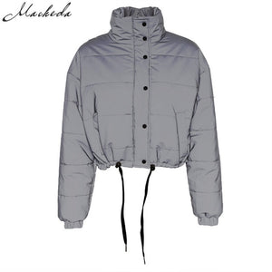 Gray Reflective Short Parka Winter Coat