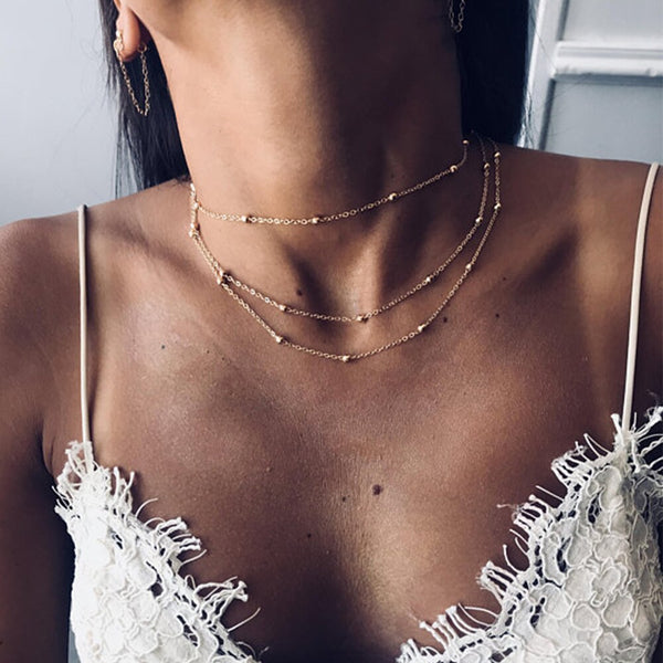 Multi-Layer Choker Pendant Necklace