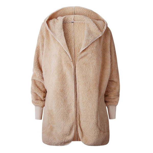 Shaggy Hooded Faux Fur Coat