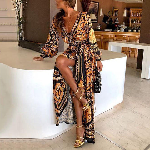 Long Sleeve Printed Dress
