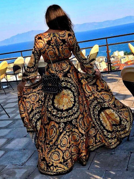 Long Sleeve Printed Dress