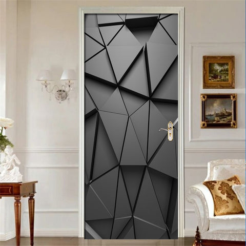 Black Geometric Self Adhesive Door Decal