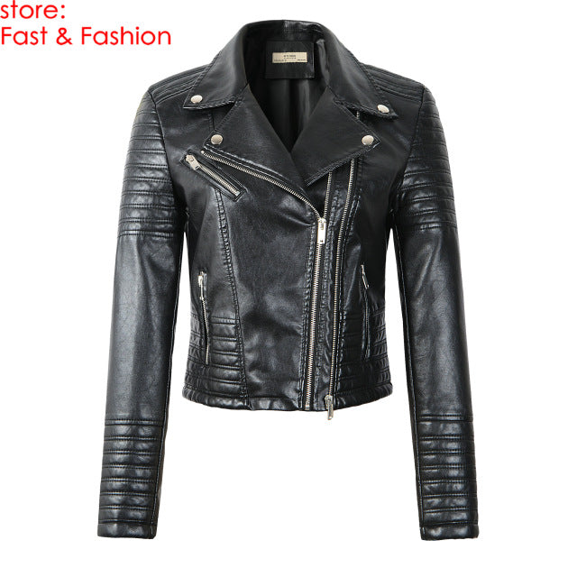 Smooth Motorcycle Faux Leather Biker Jacket