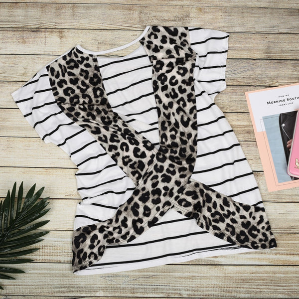 Leopard Open Back Stripe Top