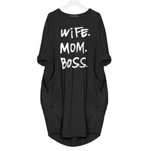 "Mom Wife Boss" Oversized T-Shirt Dress