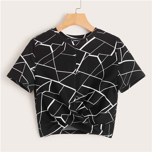 Twist Geo Print Crop Top