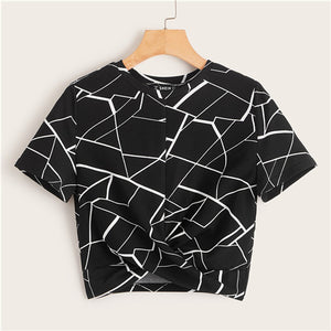 Twist Geo Print Crop Top
