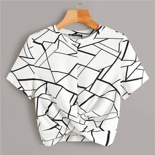 Twist Geo Print Crop Top